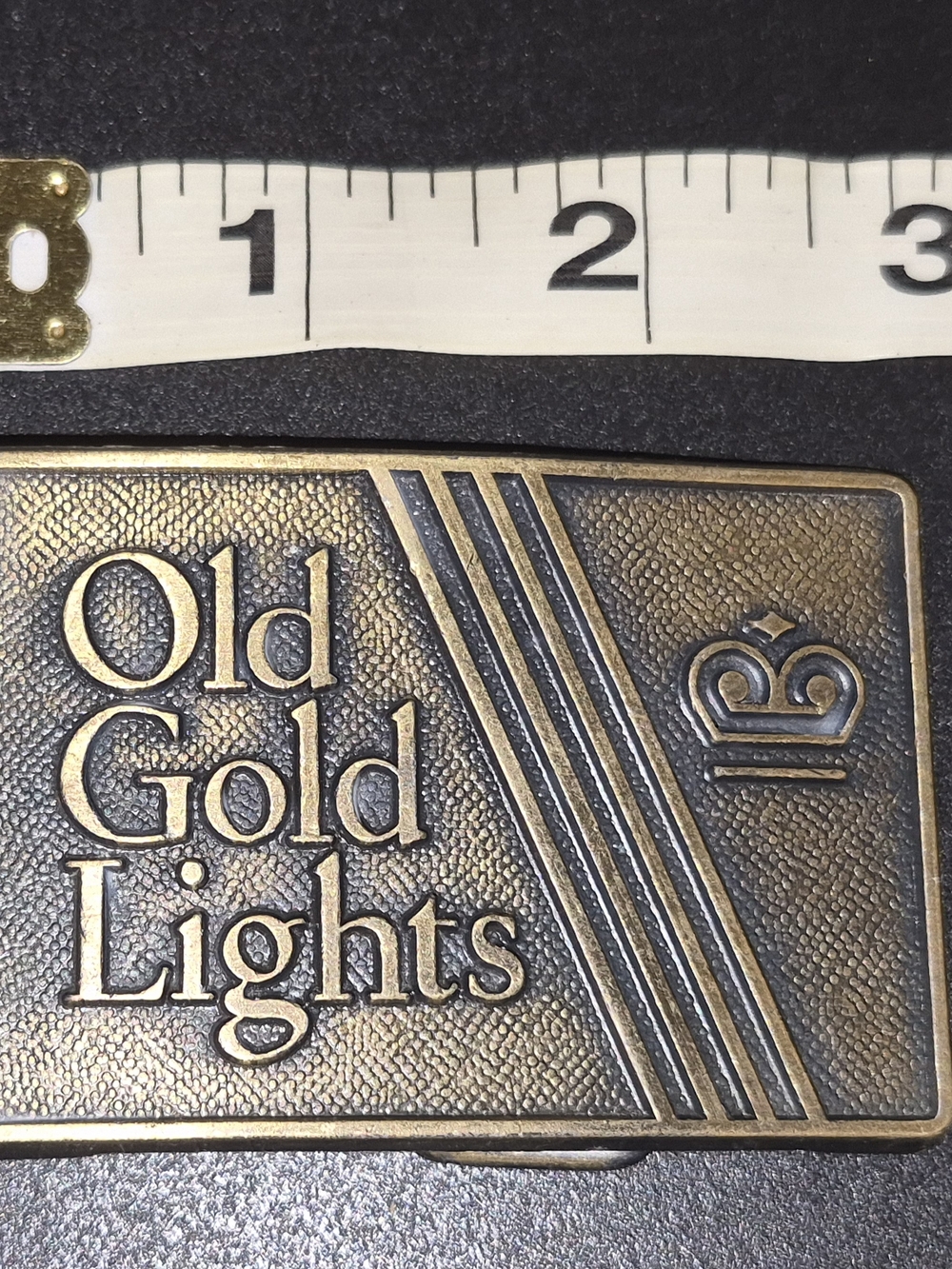 Vintage Old Gold Lights Brass Promo Cigarette Belt Buckle Late 70s Early 80s
